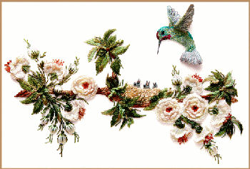 English Rose and Hummingbird Edmar1606
